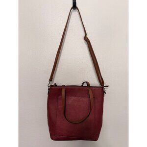 K. Carroll Purse Shoulder and Satchel Handle Red/ Brown Leather